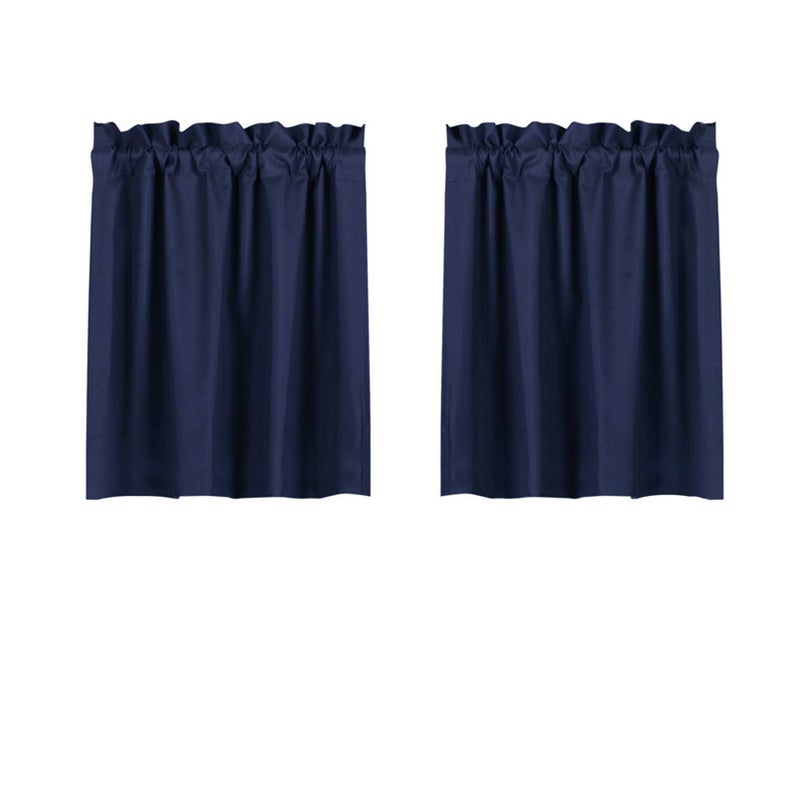 Valea Home Blackout Tiers Curtain for Small Window Rod Pocket Kitchen Curtains Room Darkening Short Curtains for Bedroom, Navy Blue, 30 inch x 24 inch, 2 Panels - Image 1